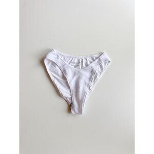 NWOT 437 FOUR THREE SEVEN White Crinkle V-Front Bikini Bottom, Size M